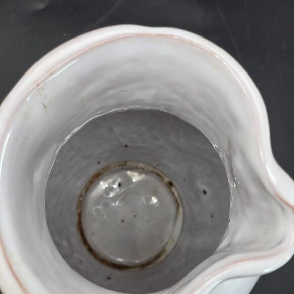 Vintage Italian Large White Ceramic Pitcher Vase With Natural Handle Base CM2115 - Picture 8 of 9